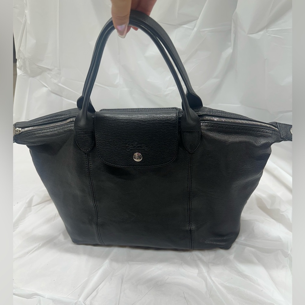 LongChamp Le Pliage Leather bag Height 10 in Width 17 inch Depth 5